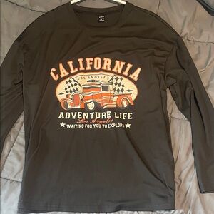 SHEIN California Adventure Life Men's Black Long Sleeve Shirt